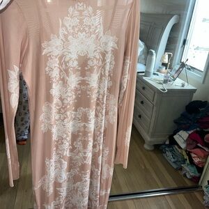 AFRM Pink and White Long Sleeve Dress
